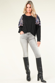 Lollys Laundry |  Sweater with embroidered details Tessa | black  | Picture 3