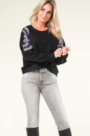 Lollys Laundry |  Sweater with embroidered details Tessa | black  | Picture 4