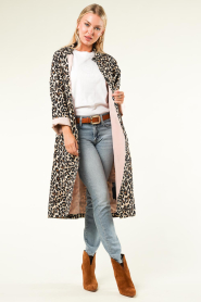 Lollys Laundry |  Long leopard jacket Mikala | black   | Picture 2