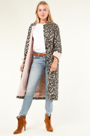 Lollys Laundry |  Long leopard jacket Mikala | black   | Picture 5