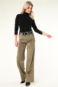 Lois Jeans |  Morgan palazzo pants with rib Silvia L34 | green  | Picture 2