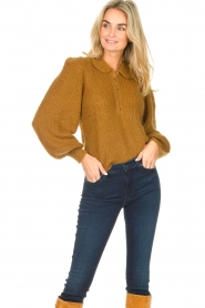 ba&sh :  Knited sweater with puff sleeves Tilte | brown - img2
