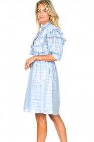Silvian Heach |  Cotton broderie dress with ruffles Kenzie | blue   | Picture 6