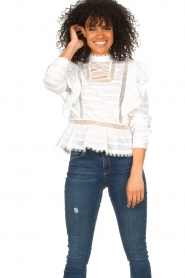 Silvian Heach |  Cotton broderie blouse Loria | white | Picture 4