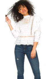 Silvian Heach |  Cotton broderie blouse Loria | white | Picture 5