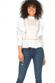 Silvian Heach |  Cotton broderie blouse Loria | white | Picture 2