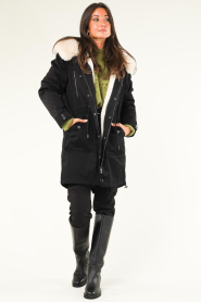 Berenice |  Parka with faux fur Molki | black  | Picture 3