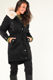 Berenice |  Parka with faux fur Molki | black  | Picture 2