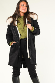 Berenice |  Parka with faux fur Molki | black  | Picture 6