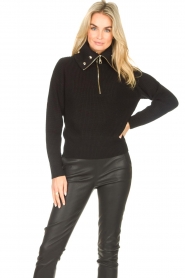 Liu Jo |  Sweater with golden details Luca | black  | Picture 2