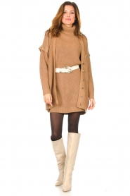 Liu Jo |  Knitted dress with zipper detail Pia | camel  | Picture 3