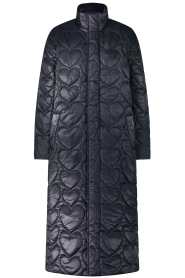 Ibana |  Long puffer with heart shaped stitching Cora | black   | Picture 1