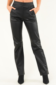 Ibana |  Leather straight leg pants Phela | black   | Picture 6