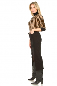 Liu Jo |  Striped turtle neck sweater Sia | camel  | Picture 4