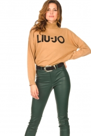 Liu Jo |  Turtleneck sweater with logo Camila | camel  | Picture 2