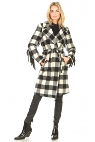 Liu Jo |  Woolen coat with fringes Zara | black & white | Picture 3
