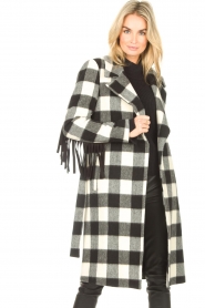 Liu Jo |  Woolen coat with fringes Zara | black & white  | Picture 5