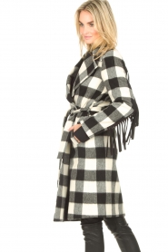 Liu Jo |  Woolen coat with fringes Zara | black & white  | Picture 7