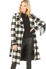 Liu Jo |  Woolen coat with fringes Zara | black & white  | Picture 6