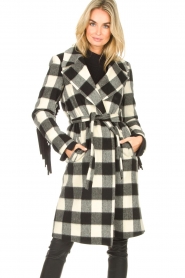 Liu Jo |  Woolen coat with fringes Zara | black & white | Picture 2