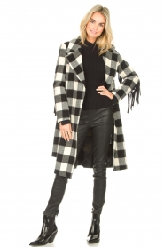 Liu Jo |  Woolen coat with fringes Zara | black & white | Picture 4