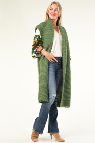 Stella Forest |  Long knitted cardigan Desiree | green  | Picture 4