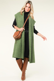 Stella Forest |  Long knitted cardigan Desiree | green  | Picture 3