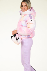 Goldbergh :  Water print down ski jacket Lumina | pink - img7