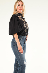 Antik Batik |  Hand embroidered blouse Anouki | black  | Picture 7