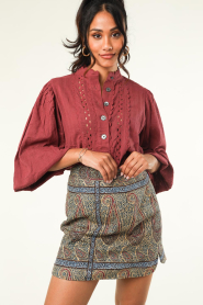 Antik Batik :  Embroidery top Aya | bordeaux - img2