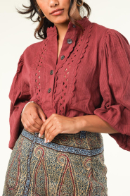 Antik Batik :  Embroidery top Aya | bordeaux - img9