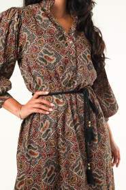 Antik Batik |  Paisley print midi dress Zina | brown  | Picture 9