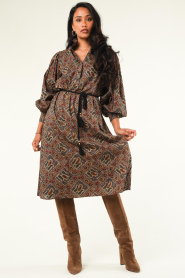 Antik Batik |  Paisley print midi dress Zina | brown  | Picture 5