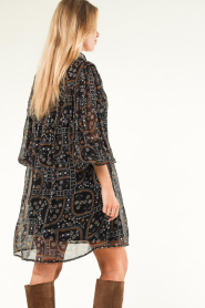 Antik Batik |  Chiffon transparant dress with print Ellie | black  | Picture 7