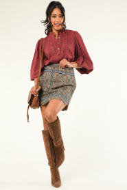 Antik Batik :  Quilted paisley print skirt Hida | natural - img3