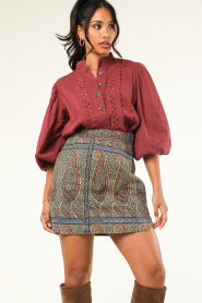 Antik Batik :  Quilted paisley print skirt Hida | natural - img6