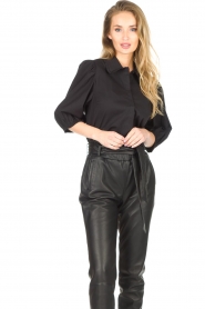 Dante 6 |  Cotton blouse with puff sleeves Vernon | black  | Picture 4