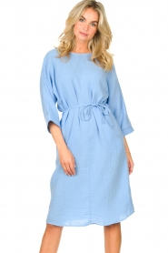 JC Sophie | Katoenen jurk Graziella | blauw   | Afbeelding 4