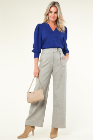 Suncoo |  Wide leg trousers with woolen look Jaime | grey  | Picture 3