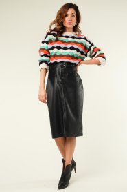 Suncoo :  Faux leather pencil skirt Fancy | black - img7