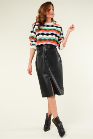 Suncoo :  Faux leather pencil skirt Fancy | black - img6