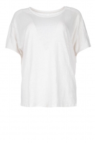 Blaumax |  Linen T-shirt with boat neck Over | natural