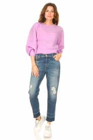 Dante 6 |  Broderie sweater with puff sleeves Valana | Violet  | Picture 3