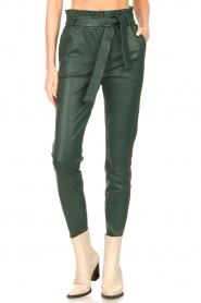 Dante 6 |  Stretch leather paperbag pants Duran | green  | Picture 4