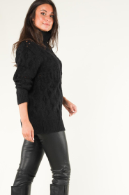 Silvian Heach |  Cable sweater with turtle neck Elda | black  | Picture 6