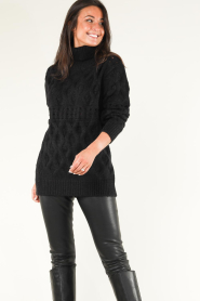 Silvian Heach |  Cable sweater with turtle neck Elda | black  | Picture 5