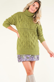 Silvian Heach |  Cable sweater with turtle neck Elda | green  | Picture 6