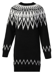 Silvian Heach |  Knitted dress with Norwegian print Lilly | black  | Picture 1