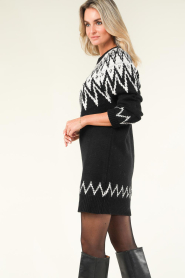 Silvian Heach |  Knitted dress with Norwegian print Lilly | black  | Picture 6