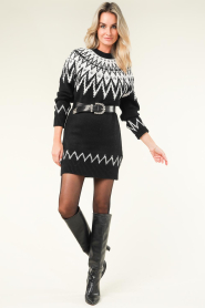 Silvian Heach |  Knitted dress with Norwegian print Lilly | black  | Picture 3